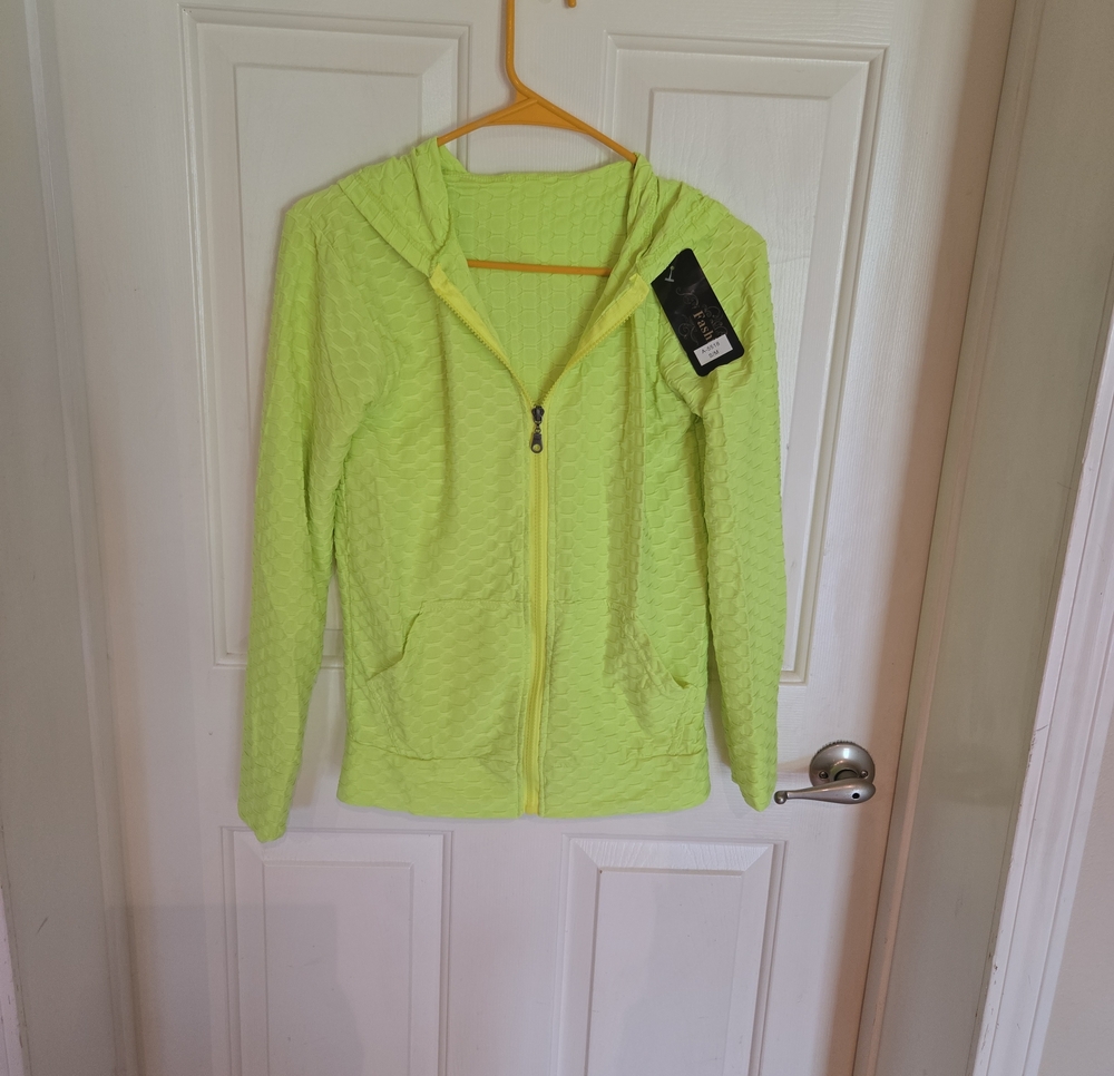 Women’s Lightweight Hooded Zip Jacket - Neon Yellow